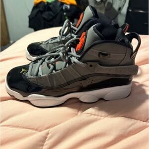 Jordan Black and Gray Sneakers with Red Accents